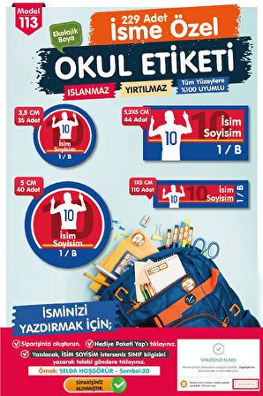 Okul Etiketi Messi  Temalı Kalem Defter Etiketi Özel İsim Yazılabilen Etiket Seti - İsim Etiketi-T1031-OE113