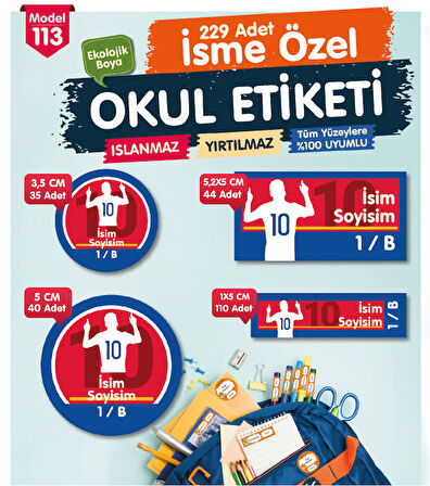 Okul Etiketi Messi  Temalı Kalem Defter Etiketi Özel İsim Yazılabilen Etiket Seti - İsim Etiketi-T1031-OE113