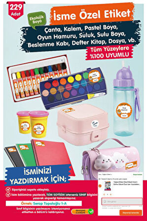 Okul Etiketi  İcecream Temalı Kalem Defter Etiketi Özel İsim Yazılabilen Etiket Seti - İsim Etiketi-T1044-OE122