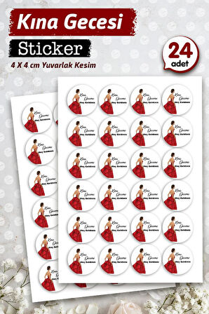 Kına Geceme Hoşgeldiniz Etiket - Kına Hediyelik Etiket Sticker - Kına Etiketi 4 cm 24 adet -T1124