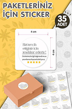 Bizi Tercih Ettiğiniz İçin Teşekkür Ederiz  Sticker Etiket 4 cm 35 Adet -T1129