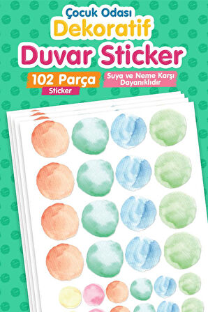 5 Ve 3 Cm Nature Suluboya Puantiye Çocuk Odası Duvar Sticker Seti-T1171