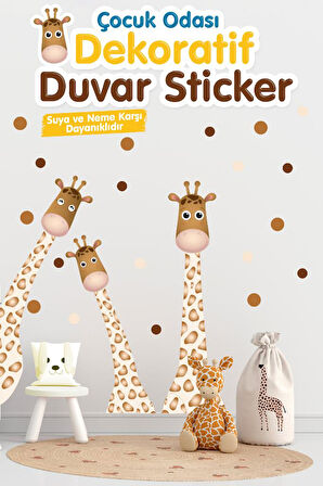 Anne Baba Bebek Zürafa Çocuk Odası Duvar Sticker Seti -T1193