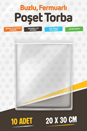 Valiz Ve Dolap Içi Düzenleyici Buzlu Fermuarlı Poşet Torba 10 Adet 20 Cm X 30 Cm-T1467