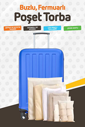 Valiz Ve Dolap Içi Düzenleyici Buzlu Fermuarlı Poşet Torba 10 Adet 20 Cm X 30 Cm-T1467