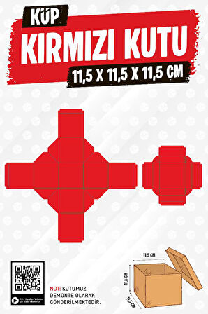 Kare Kapaklı Karton Kutu Hediye Kutusu 10 adet Hediyelik Kutusu 11,5x11,5x11,5 cm 10 adet  Kırmızı-T1474