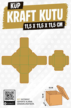 Kare Kapaklı Karton Kutu Kraft Hediye Kutusu 10 adet Hediyelik Kutusu 11,5x11,5x11,5 cm 10 adet  Kraft-T1475
