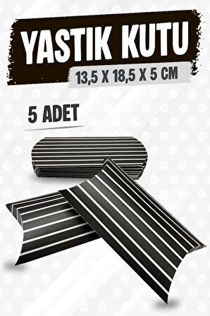 Yastık Kutu Karton Çizgili Hediye Kutusu  13,5X18,5X5 CM  5 adet   Siyah-T1477