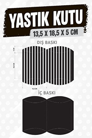 Yastık Kutu Karton Çizgili Hediye Kutusu  13,5X18,5X5 CM  5 adet   Siyah-T1477