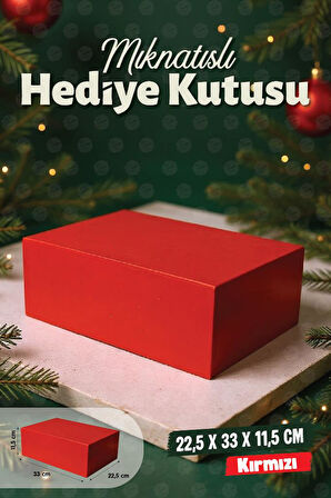HEDİYE KUTUSU  KIRMIZI KUTU MIKNATISLI KUTU ÖLÇÜSÜ 33X22,5X11,5 CM-T1517