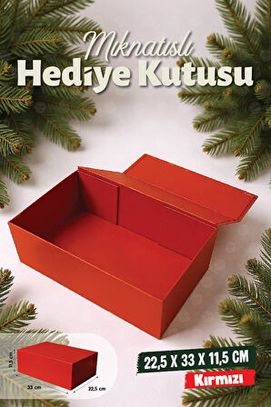 HEDİYE KUTUSU  KIRMIZI KUTU MIKNATISLI KUTU ÖLÇÜSÜ 33X22,5X11,5 CM-T1517
