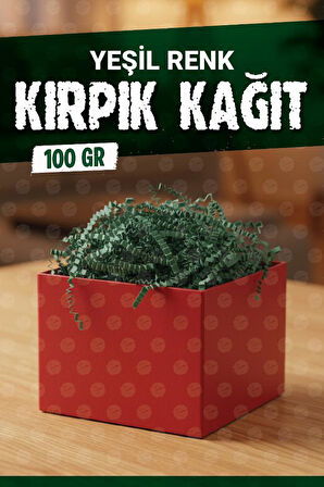 Kırpık Kırpıntı Kağıt Z Zigzag Pelur Kırpıntı Kağıt 100 gr  Yeşil  Renk Süs Dolgu Malzemesi Paper -T1525