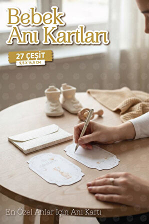 Bebek Anı Kartları Aylık Fotoğraf Çekim Kartları 27 adet Özel Tasarım Saklama Kutulu Bebek Hediyelik-T1527