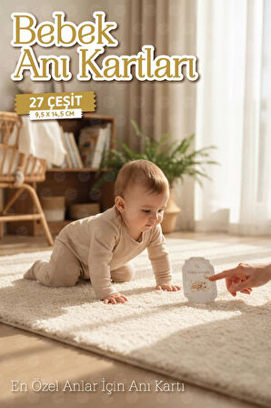 Bebek Anı Kartları Aylık Fotoğraf Çekim Kartları 27 adet Özel Tasarım Saklama Kutulu Bebek Hediyelik-T1527