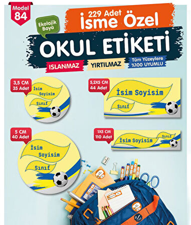 Okul Etiketi Kalem Defter Etiketi Özel İsim Yazılabilen Etiket Seti - İsim Etiketi-T528-OE84