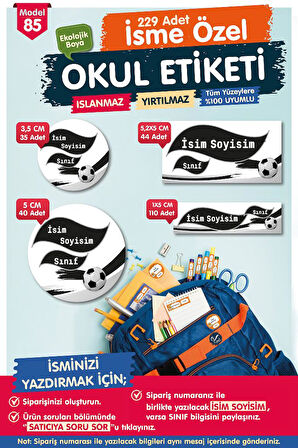 Okul Etiketi Kalem Defter Etiketi Özel İsim Yazılabilen Etiket Seti - İsim Etiketi-T529-OE85