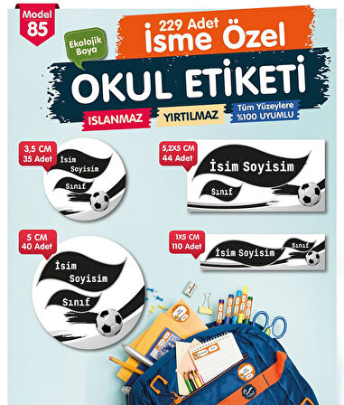 Okul Etiketi Kalem Defter Etiketi Özel İsim Yazılabilen Etiket Seti - İsim Etiketi-T529-OE85