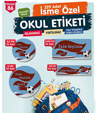 Okul Etiketi Kalem Defter Etiketi Özel İsim Yazılabilen Etiket Seti - İsim Etiketi-T530-OE86