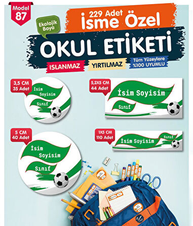 Okul Etiketi Kalem Defter Etiketi Özel İsim Yazılabilen Etiket Seti - İsim Etiketi-T531-OE87