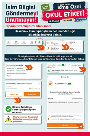 Okul Etiketi Kalem Defter Etiketi Özel İsim Yazılabilen Etiket Seti - İsim Etiketi-T537-OE91