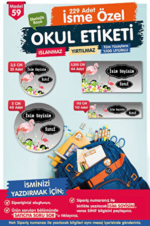 Okul Etiketi Kalem Defter Etiketi Özel İsim Yazılabilen Etiket Seti - İsim Etiketi-T542-OE59