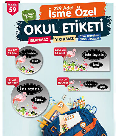 Okul Etiketi Kalem Defter Etiketi Özel İsim Yazılabilen Etiket Seti - İsim Etiketi-T542-OE59