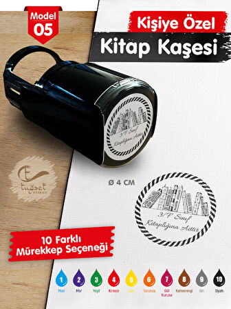 Kişiye Özel İsim Yazılı Kitap Kaşesi - İsme Özel Kitap Mühürü M5-T648