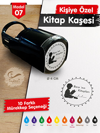 Kişiye Özel İsim Yazılı Kitap Kaşesi - İsme Özel Kitap Mühürü M7-T650