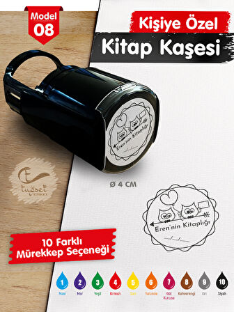 Kişiye Özel İsim Yazılı Kitap Kaşesi - İsme Özel Kitap Mühürü M8-T651