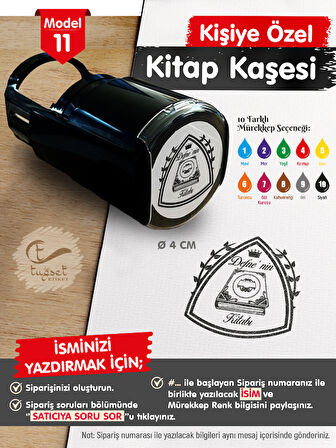 Kişiye Özel İsim Yazılı Kitap Kaşesi - İsme Özel Kitap Mühürü M11-T654