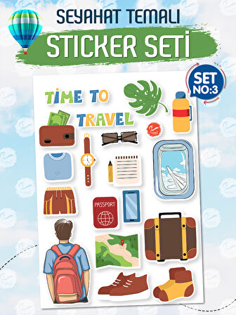 Seyahat Temalı Bavul Sticker Etiket Çıkartma S3 (Laptop Tablet Suluk Telefon Valiz Defter Kitap)-T971