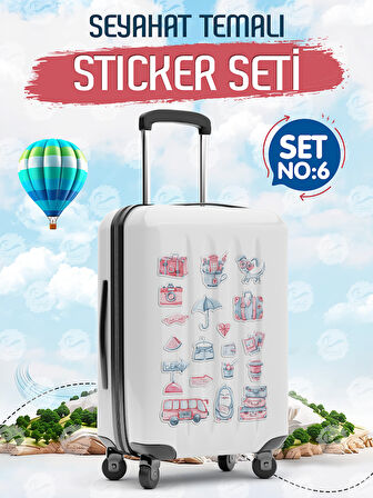 Seyahat Temalı Bavul Sticker Etiket Çıkartma S6 (Laptop Tablet Suluk Telefon Valiz Defter Kitap)-T974