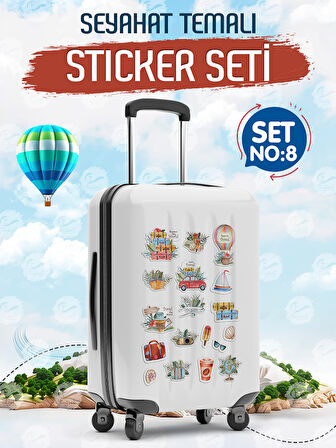 Seyahat Temalı Bavul Sticker Etiket Çıkartma S8 (Laptop Tablet Suluk Telefon Valiz Defter Kitap)-T976