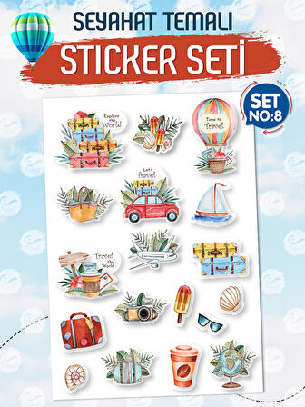 Seyahat Temalı Bavul Sticker Etiket Çıkartma S8 (Laptop Tablet Suluk Telefon Valiz Defter Kitap)-T976