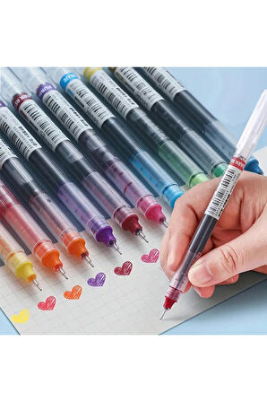 12 Adet Hızlı Kuruyan Nötr Renk Tükenmez Kalem - 0.5mm Karbon Kalem