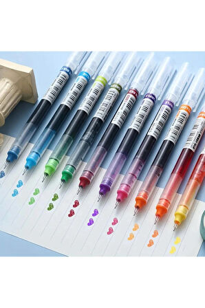 12 Adet Hızlı Kuruyan Nötr Renk Tükenmez Kalem - 0.5mm Karbon Kalem