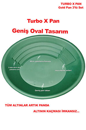 Gold Dedektörü Altın Eleme Yıkama Turbo X Pan Seti Dere ve Akarsularda Altın Arama Tavası Oval Tasarım Pan | Delikli Süzgeç Elek | Altın Vakum Pompası