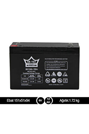 Aliş Akülü Oyuncak Araç Araba Uyumlu Akü 6V 12AH 6 Volt 12 Amper Akü Batarya Pil