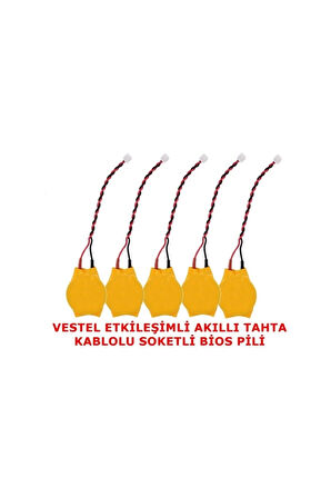 Vestel Faz 1-2 Akıllı Tahta Cr2032 Kablolu Soketli Bios Pili 5'li