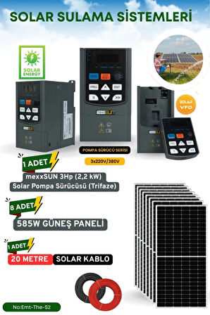 Tarla Bahçeler İçin 3Hp 2.2Kw Solar Sulama Sistemi Pompa Sürücüsü
