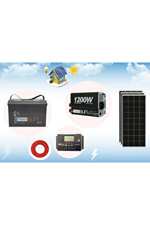 Bağ Evi Bahçe Yayla Karavan Konteyner Lifepo4 Monokristal Güneş Enerji Paketi