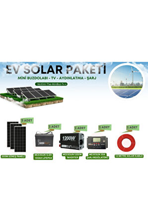 Bağ Evi Bahçe Yayla Karavan Konteyner Lifepo4 Monokristal Güneş Enerji Paketi