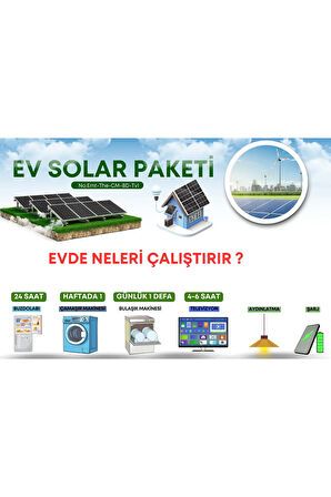 Güneş Enerji Sistemi Çamaşır TV Buzdolabı Aydınlatma İçin Hazır Paket