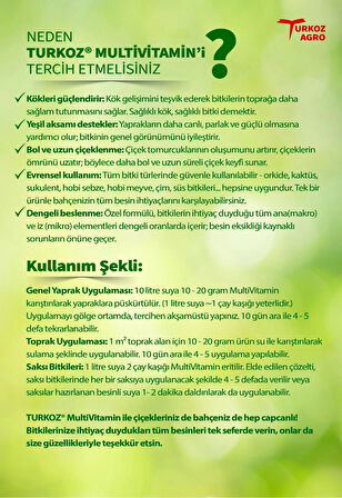 TURKOZ MULTİVİTAMİN TÜM BİTKİ BESİNLERİ KARIŞIMI Hobi kullanımı içindir (küçük boy)