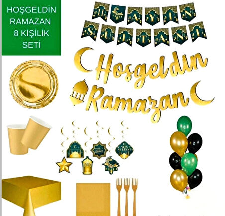 Ramazan Süsleri ve İftar Seti 8 kişilik Gold (Altın) Set