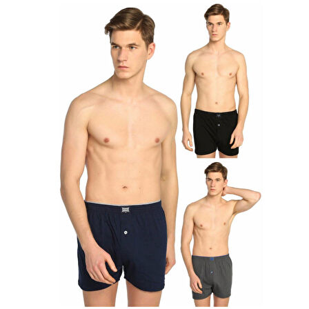 Tutku 3 Adet Karışık Paket Düğmeli Penye Boxer