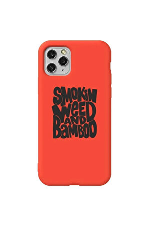 Iphone 11 Pro Max Turuncu Renkli Silikon Telefon Kilifi - Smokin Weed