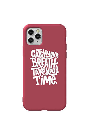 Iphone 11 Pro Max Bordo Renkli Silikon Telefon Kilifi - Catch Your Breath