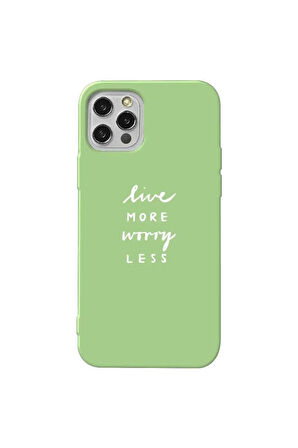 Iphone 13 Pro Max Açik Yesil Renkli Silikon Telefon Kilifi - Love More