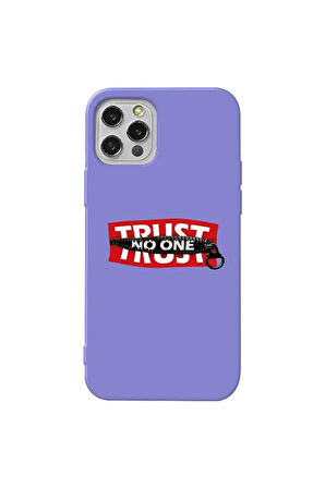 Iphone 14 Pro Max Lila Renkli Silikon Telefon Kilifi - Trust No One